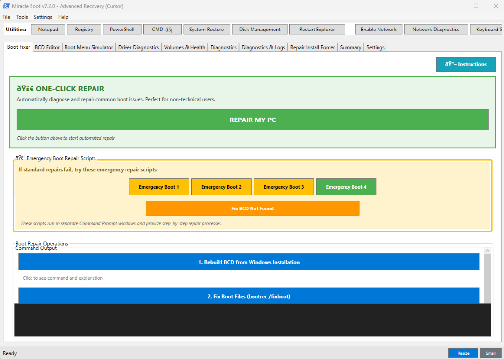 Miracle Boot Full Interface